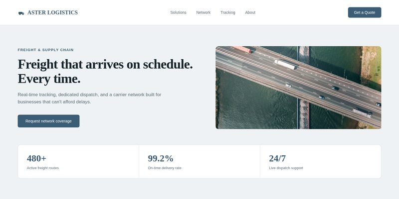Aster Logistics website design