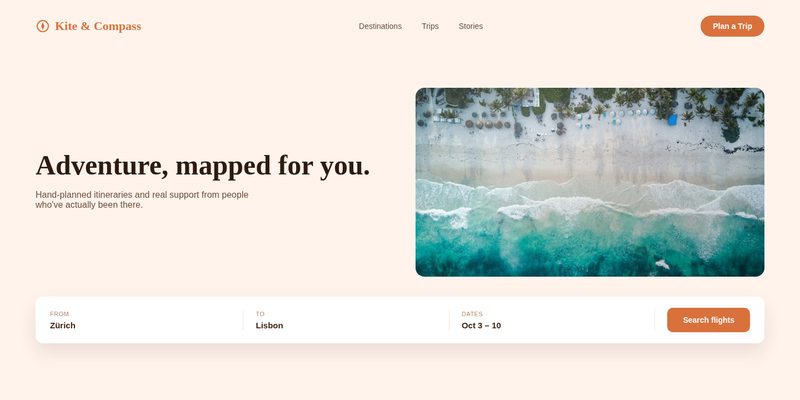 Kite & Compass Travel website design