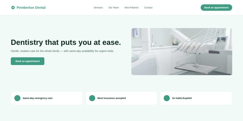 Pemberton Dental Group website design