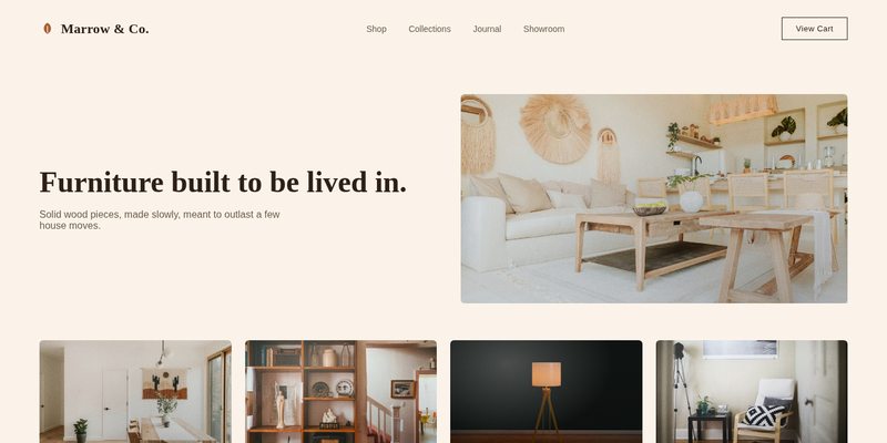 Marrow & Co. Furniture website design